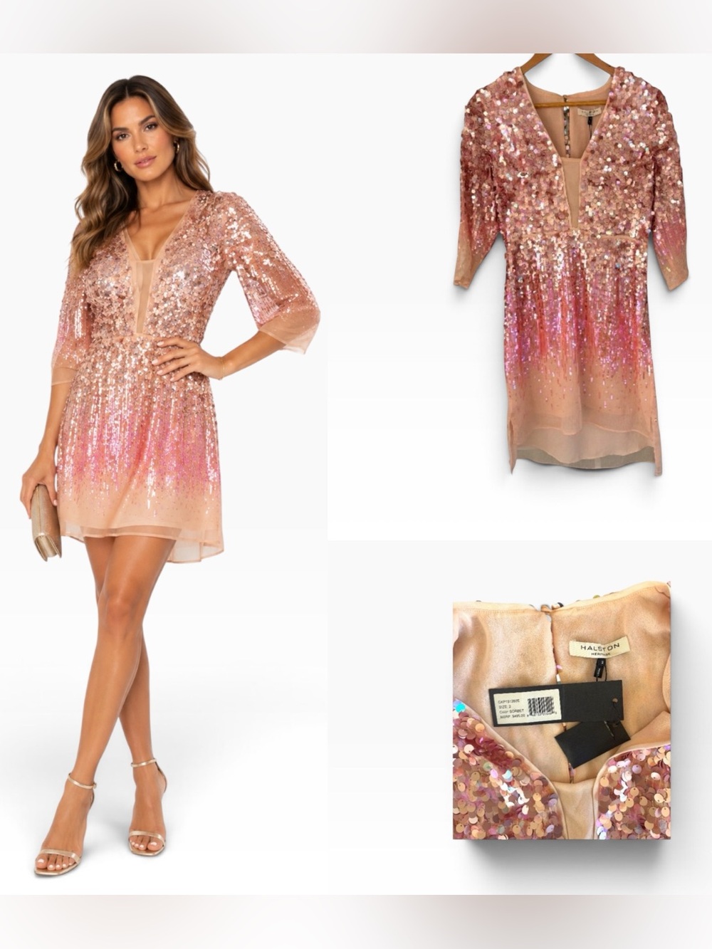 Halston Heritage Chiffon Sequin Mini Dress NWT